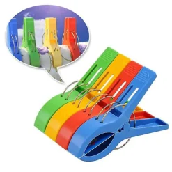 Discount Stora klädnypor i ljusa färger i plast för att hänga upp strandhanddukar, 8 st