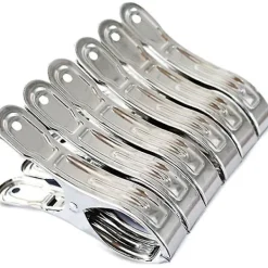 Discount Stora kraftiga klädnypor i metall, 6-pack, rostfritt stål, stora klädnypor för stranden