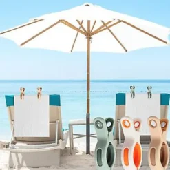 Hot Strandhandduksklämmor - 9 Stora Klämmor med 6 Klädhängare för Solstolar