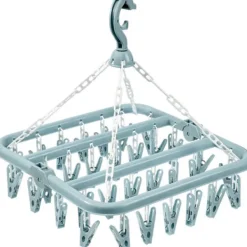 Hot Strumpfhållare Klädhängare med 32 klämmor för strumptorkning Hopfällbara klädnypor Tork för underkläder Klädnypor för handdukar BH-ar Handskar Hattar Blå | Fyndiq