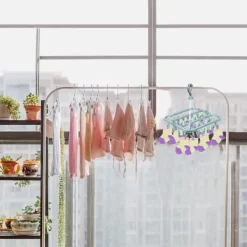 Hot Strumpfhållare Klädhängare med 32 klämmor för strumptorkning Hopfällbara klädnypor Tork för underkläder Klädnypor för handdukar BH-ar Handskar Hattar Blå | Fyndiq