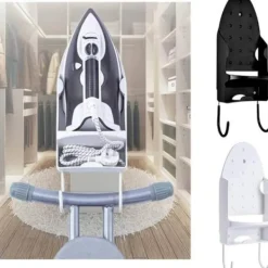 Online Strykbrädehängare, väggmonterad elektrisk strykjärnshållare Strykbrädehållare med avtagbara krokar för hem badrumshylla