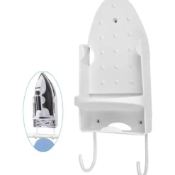 Strykbrädesställ, Strykjärnsväggfäste, Strykbrädesförvaringsställ, Dörrstrykkorg [Vit]