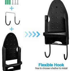 Clearance Strykbrädesställ, Strykjärnsväggställ, Strykbrädesförvaringsställ, Dörrstrykjärnskorg [Svart]