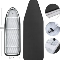 Strykbrädesöverdrag 148x55cm, Extra Stort Strykbrädesöverdrag med 100% Bomullstopp och Tjock Vaddering, Lätt att Installera och Brännsäkert (XXL, Svart) | Fyndiq