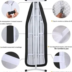 Strykbrädesöverdrag 148x55cm, Extra Stort Strykbrädesöverdrag med 100% Bomullstopp och Tjock Vaddering, Lätt att Installera och Brännsäkert (XXL, Svart) | Fyndiq
