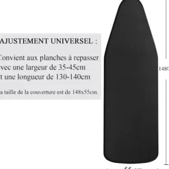 Strykbrädesöverdrag 148x55cm, Extra Stort Strykbrädesöverdrag med 100% Bomullstopp och Tjock Vaddering, Lätt att Installera och Brännsäkert (XXL, Svart) | Fyndiq