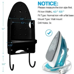 Best Strykjärnshållare Väggmontering, för Max 5 tum Bredd, Svart