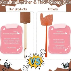 Stycken 17,3 tum Flugsmälla Läder Flugsmälla Lång Flugsmälla Manuell Flugsmälla Trähandtag B