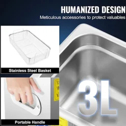 Discount SucceBuy 3L Ultraljudstvätt SUS304 Rostfritt stål, Digital Timer för Värmare, Professionell Ultraljudsrengörare för Smycken