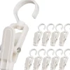 Sale Superstark Familj Rese Roterande Hängande Tvättkrok i Plast, Klädnypa, Hattklämma - 11 cm (Vit) 10 st