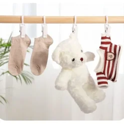 Sale Superstark Familj Rese Roterande Hängande Tvättkrok i Plast, Klädnypa, Hattklämma - 11 cm (Vit) 10 st