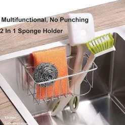 Outlet Svamphållare + diskborsthållare, 3 i 1 diskbänkshållare, 304 rostfritt stål rostfritt och vattentätt, självhäftande installation gratis borrning | Fyndiq Sink Caddy