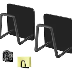 Svampställ för diskbänk, självhäftande SUS304 rostfritt stål diskställ svamphållare rostfri vattentät - 2 st