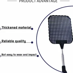 Outlet Svart 3-delad flugsmällare set, teleskophandtag för manuell skadedjursbekämpning, bärbar flugsmällare, skydda ditt kök