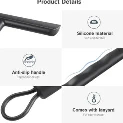 Clearance Svart duschskrapa, duschglsskrapa, duschskrapa med silikonfäste, silikonskrapa för badrum, glas, kakel, rengöring utan ränder