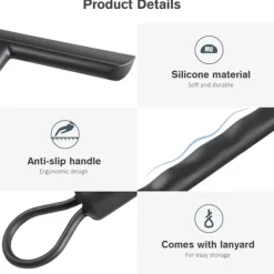 Hot Svart duschskrapa, duschglasskrapa, duschskrapa med silikonstöd, silikonskrapa för badrum, glas, kakel, rengöring utan ränder