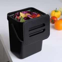 Best (Svart) Hängande liten soptunna med förseglad lock under diskho, 1,3 gallon monterbar kompostbehållare. Ingen O