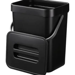 Best (Svart) Hängande liten soptunna med förseglad lock under diskho, 1,3 gallon monterbar kompostbehållare. Ingen O