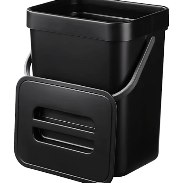 Best (Svart) Hängande liten soptunna med förseglad lock under diskho, 1,3 gallon monterbar kompostbehållare. Ingen O