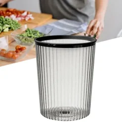Clearance Svart Papperskorg för Hushållsbruk Stor Kapacitet Lättmonterat Lock Transparent Övre Ring