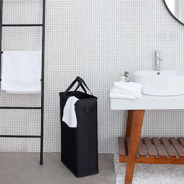 Online Svart smal tvättkorg, 39x19x62,5CM, bärbar tvättkorg