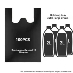 Best Svarta sopsäckar i plast med stor kapacitet, 100 st - Återvinningsbara sopsäckar med handtag för hem, kök, 32x52cm[D] Black