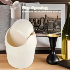 Best Svänglockshink, Mini-soptunna i plast med svänglock, Mini-papperskorg Badrumshinkar, Skrivbord Kompakt design Kosmetisk hink, Liten skrivbordsavfallssopkorg | Fyndiq Cream