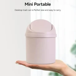 Best Svänglockshink, Mini-soptunna i plast med svänglock, Mini-papperskorg Badrumshinkar, Skrivbord Kompakt design Kosmetisk hink, Liten skrivbordsavfallssopkorg | Fyndiq Cream