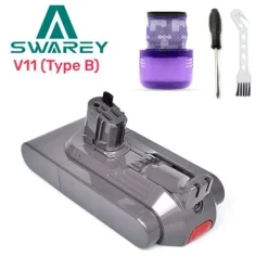 Clearance SWAREY -batteri för Dyson V11-serien 6000mAh Li-ion 25,2V med postfilterelement och 1 borste och skruvmejsel One-Click Installation