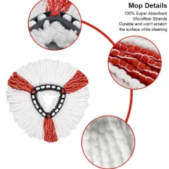 New FMYSJ TCGG-2 st; Röd 1/3/4/6 st Kompatibel med Vileda/O-Cedar Mikrofibermopp Tillbehör, Swivelmopp för Golvrengöring (FMY)