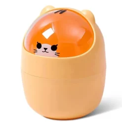 Best Tecknad Katt Djurformad Papperskorg med Svänglock Mini Bänkskiva Soptunna Liten Soptunna (Gul) Yellow