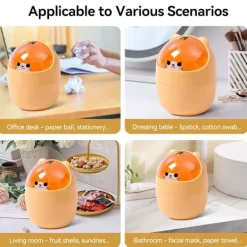 Best Tecknad Katt Djurformad Papperskorg med Svänglock Mini Bänkskiva Soptunna Liten Soptunna (Gul) Yellow