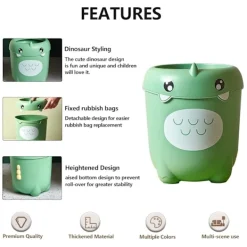 Clearance Tecknad Soptunna Dinosaurie Papperskorg Plast Soptunna Vattentät Papperskorg