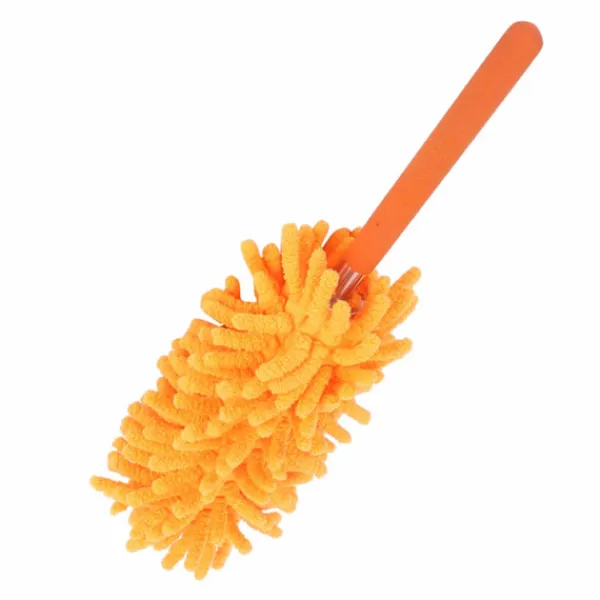 New Teleskopisk dammvippa 72cm Avtagbar Tvättbar Chenille Dammtorkare Hemstädning Orange