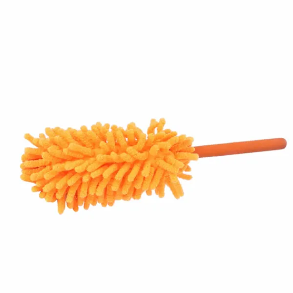 New Teleskopisk dammvippa 72cm Avtagbar Tvättbar Chenille Dammtorkare Hemstädning Orange