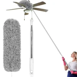 Hot Teleskopisk dammvippa, extra lång 254 cm, mikrofiber dammvippa med böjbar hörndammvippa