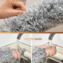 Hot Teleskopisk dammvippa, extra lång 254 cm, mikrofiber dammvippa med böjbar hörndammvippa