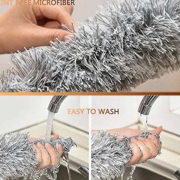 Hot Teleskopisk dammvippa, extra lång 254 cm, mikrofiber dammvippa med böjbar hörndammvippa