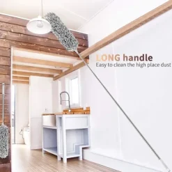 Hot Teleskopisk dammvippa, extra lång 254 cm, mikrofiber dammvippa med böjbar hörndammvippa