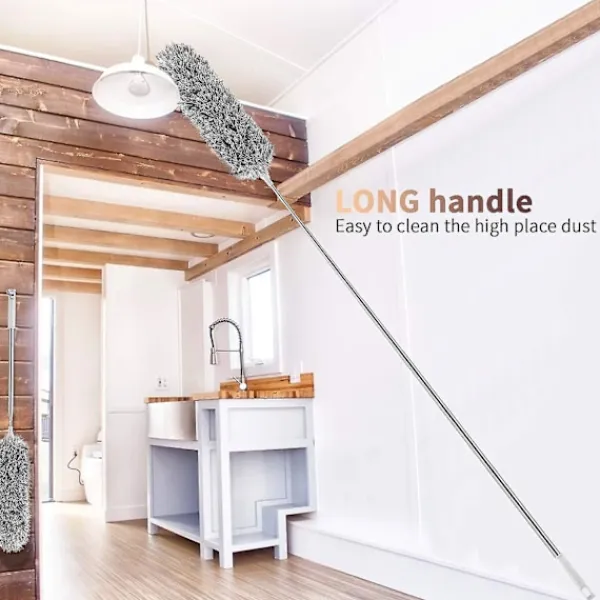 Hot Teleskopisk dammvippa, extra lång 254 cm, mikrofiber dammvippa med böjbar hörndammvippa