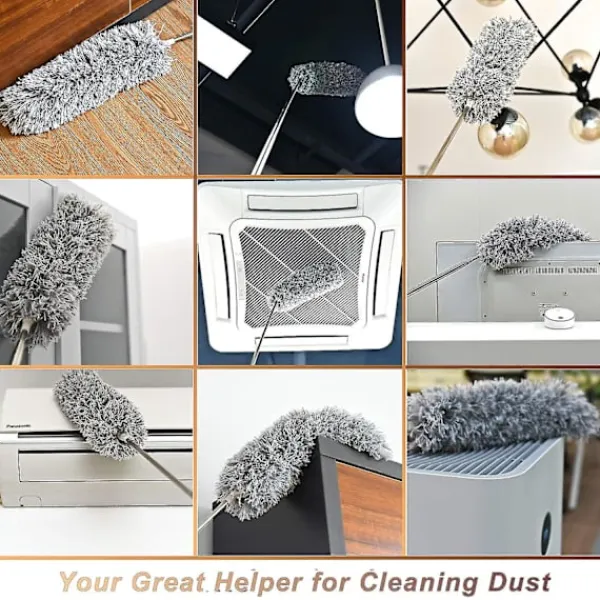 Hot Teleskopisk dammvippa, extra lång 254 cm, mikrofiber dammvippa med böjbar hörndammvippa