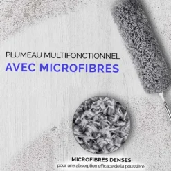 Outlet Teleskopisk dammvippa set om 2 mikrofibertips Lång teleskopisk dammvippa Utdragbar i rostfritt stål tvättbar dammvippa för att rengöra fönster, element | Fyndiq