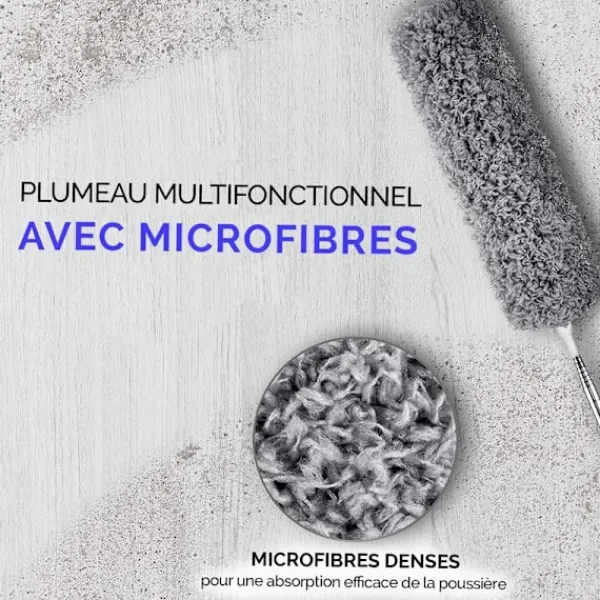 Outlet Teleskopisk dammvippa set om 2 mikrofibertips Lång teleskopisk dammvippa Utdragbar i rostfritt stål tvättbar dammvippa för att rengöra fönster, element | Fyndiq