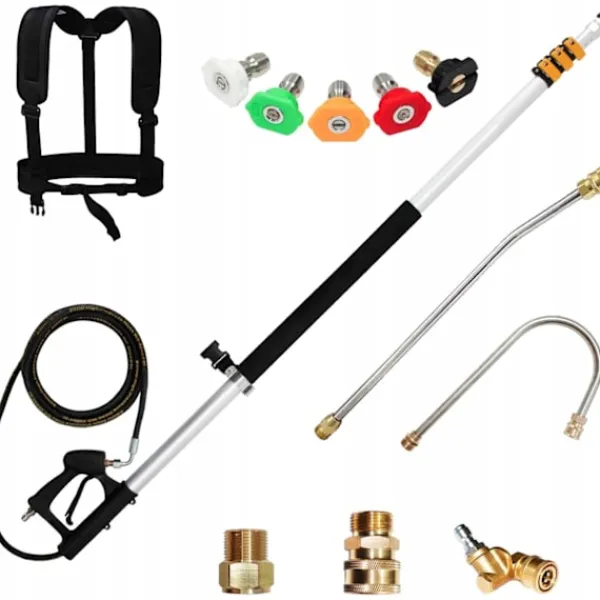 Clearance Rosfix Teleskopisk Tvättlans 1,5-6,3M – 4000 PSI | Aluminium | 5 Munstycken | Kompatibel med Karcher HD HDS