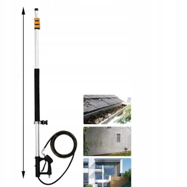 Clearance Rosfix Teleskopisk Tvättlans 1,5-6,3M – 4000 PSI | Aluminium | 5 Munstycken | Kompatibel med Karcher HD HDS