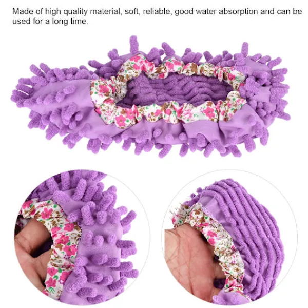 Discount Återanvändbar Avtagbar Tvättbar Golvrengöring Tofflor Moppskor Skydd - Lila