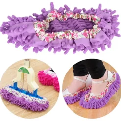 Discount Återanvändbar Avtagbar Tvättbar Golvrengöring Tofflor Moppskor Skydd - Lila