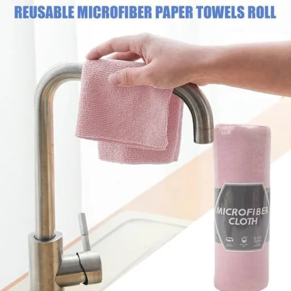 Online Återanvändbar mikrofiberduk för kök, absorberande trasrulle för kök och badrum, mångsidig disktrasa för hushållet