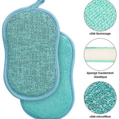 Hot Återanvändbara Mikrofiber Antibakteriella Tvättbara Disksvampar Skursvampar Dubbelsvamp för Non-Stick Pannor Grytor (4st Svampar)